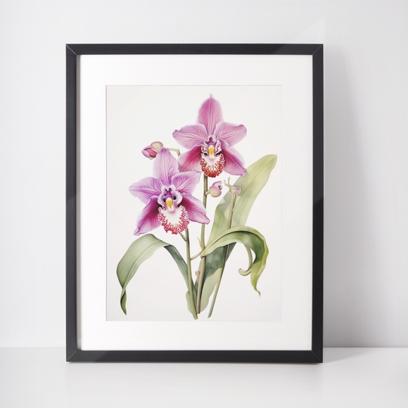 Watercolor Orchids Wall Art Illustration Print Poster Unframed - Picture 2 of 6